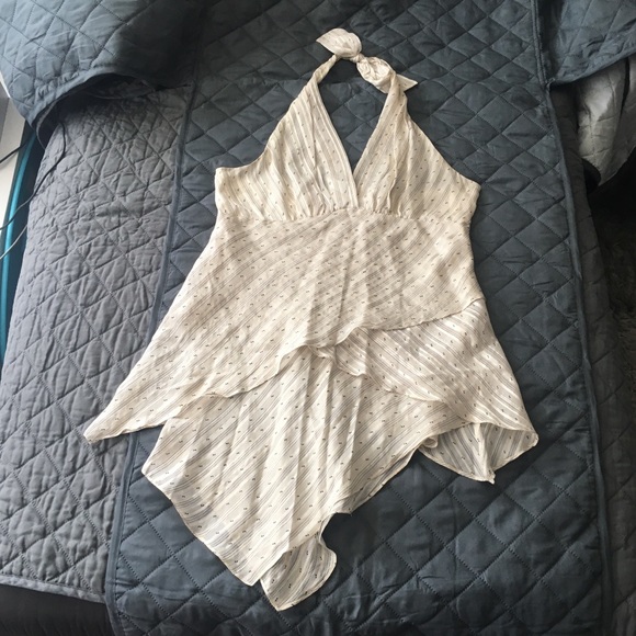 EUC BCBG Maxazira cream silk halter top - Picture 5 of 8